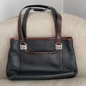 Brighton Black With Brown Trim Leather Handbag